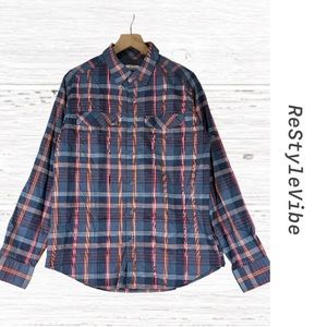 COLUMBIA Men’s Size M Shirt Plaid Button Down Lightweight Nylon Outdoors Hiking